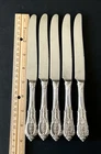 5 Wallace Rose Point  9” Sterling Silver Handle Stainless Blade Dinner Knives