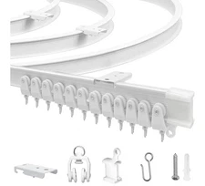 Flexible Bendable Ceiling Curtain Track, 9.8ft (3m) Curved, PVC, Metal,