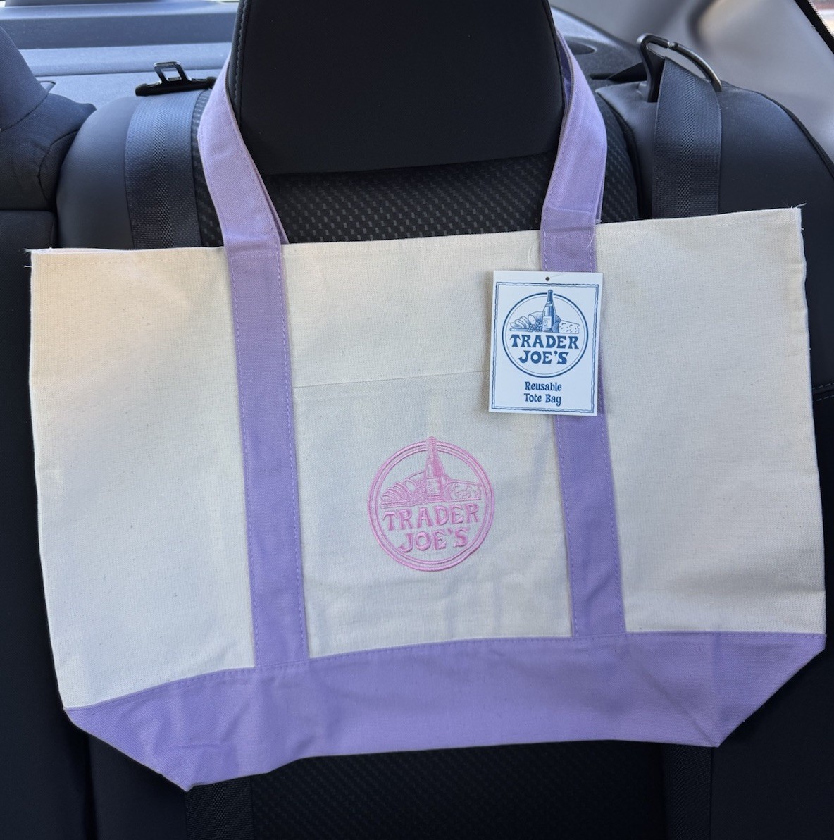 Trader Joes LARGE Lavender Purple Canvas Tote Bag 2026 Viral Drop