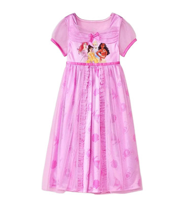 Disney Princess Character Toddler Girl's Pink Fancy Satinet and Tulle Nightgown