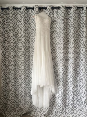 Rosa Clara White Geometric Beading & Tulle Sweet Heart neckline Wedding Dress XS