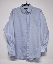 HUGO BOSS Men s Regular Fit Blue Solid Cotton Dress Shirt Size 16R-32/33