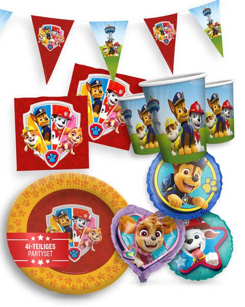Paw Patrol Deko Set 41Tlg Mit Tellern Bechern Servietten Wimpelkette Und Ballons-image