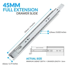 Pairs HOMANDS 14" Drawer slides Side Mount Rails Full Extension Less Noise