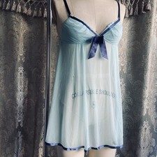 victoria  s secret light blue With bow ruffle Detail mini dress Slip small