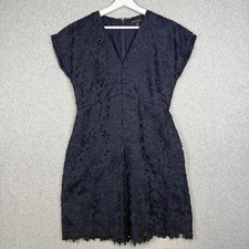 Banana Republic Lace Overlay V-Neck Mini Dress Women's Size 6 Black