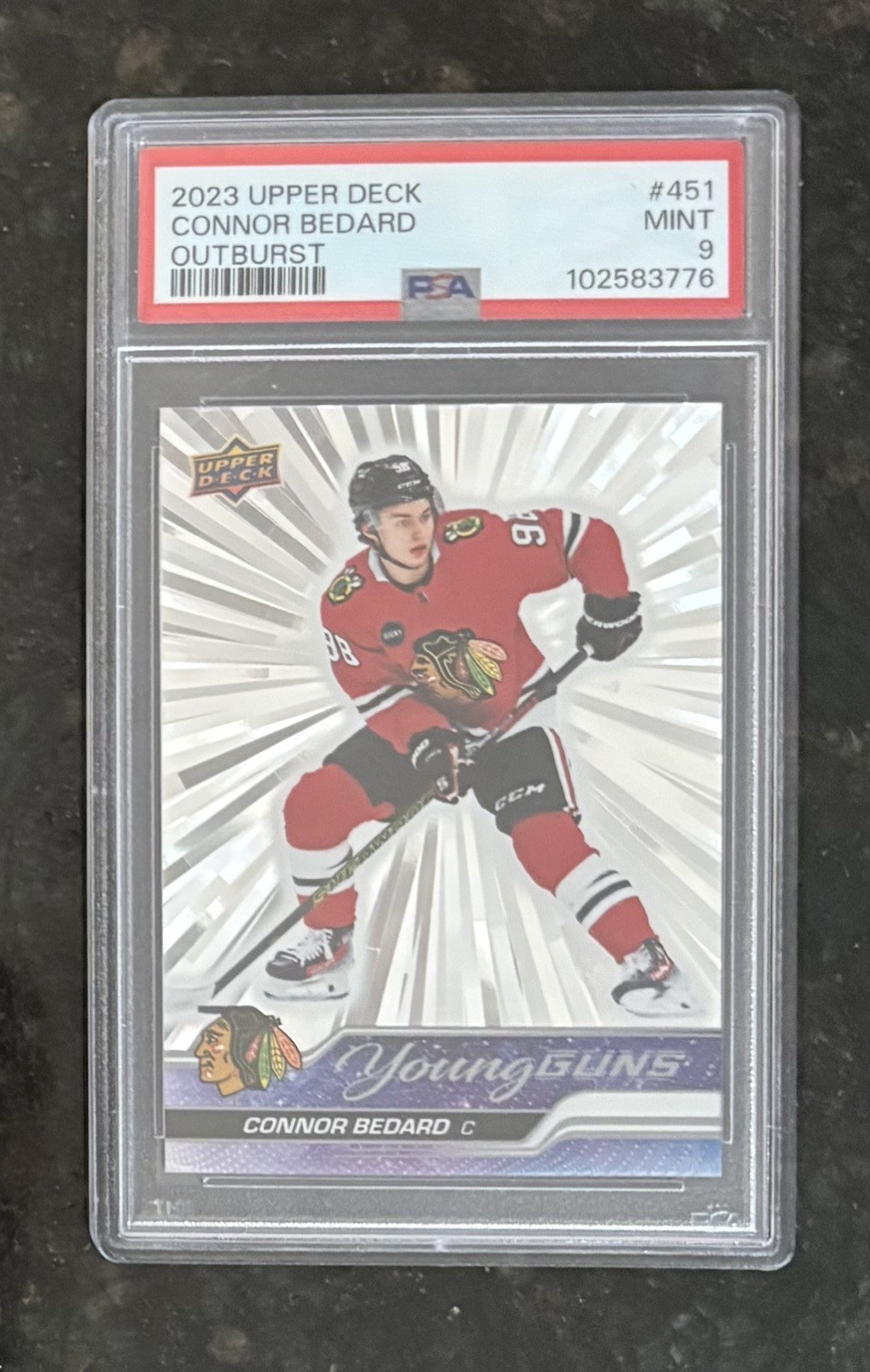 2023 UPPER DECK CONNOR BEDARD #451 OUTBURST ROOKIE PSA 9 MINT