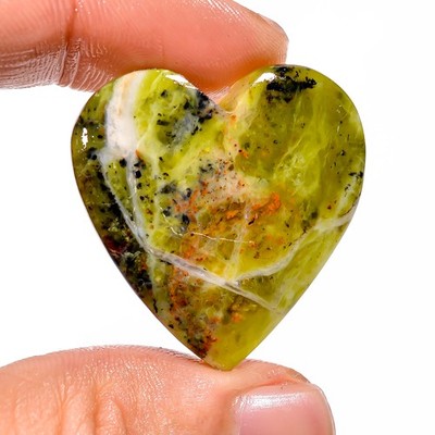 40.00 Cts. 100% Natural Marvellous Green Opal Heart 32X31X5 MM Cabochon Gemstone