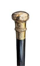 Vintage Antique 1874 Gold Filled Gentlemen Swagger Knob Walking Stick Cane Old