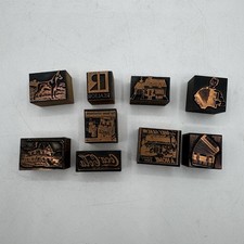 Vtg Letterpress Printing Major Brand Socialism Lot Of 9 ALL METAL Wood Block