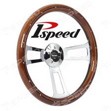 18 Billet Steering Wheel 5bolt Whorn Wood Rim Wrivet For Semi Truck Big Rig
