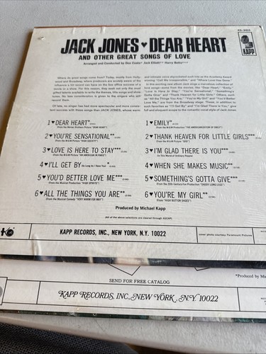 Jack Jones~”SEALED” “NOS” Dear Heart and What The World Needs Now (2) LPs LOT - Picture 5 of 6