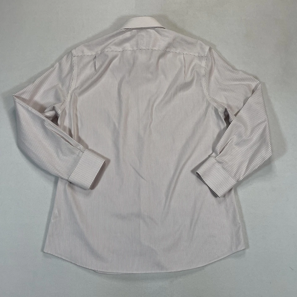 Camisa Charles Tyrwhitt Para Hombres 16.5 34 Blanco Rojo Rayas Calce Ajustado Sin Hierro Vestido Foto 3 de 4