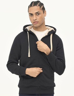 Herren Sweatjacke Sherpa Jacke gefüttert Zip-Hoodies Regular bis 2XL Kapuze Sols