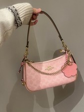 CEA20 Gold Powder Pink Teri Shoulder Bag Signature with Charms NWT