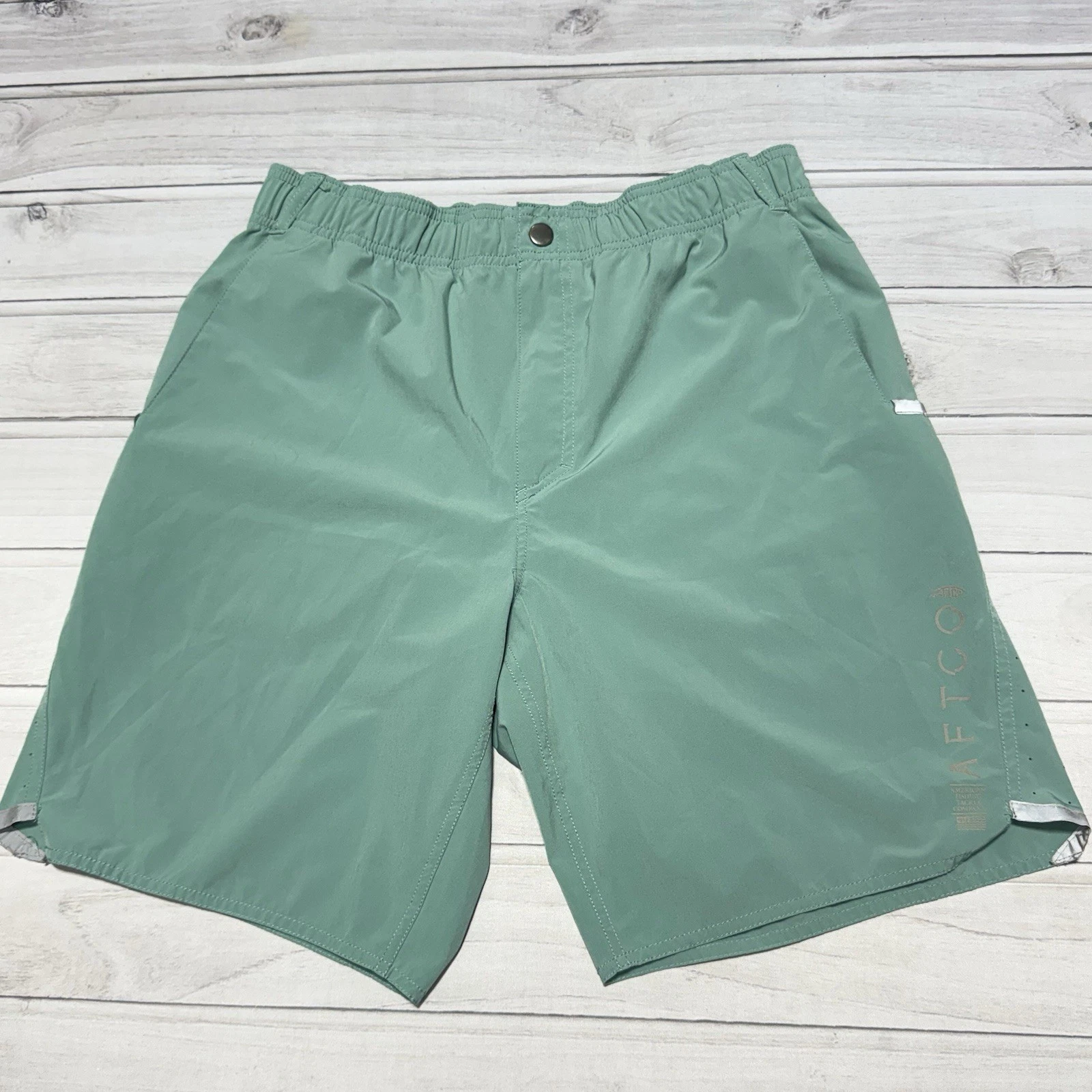 AFTCO Shorts Mens 32 Blue Fishing Hybrid Outdoor Boating Athletic Stretch 9"