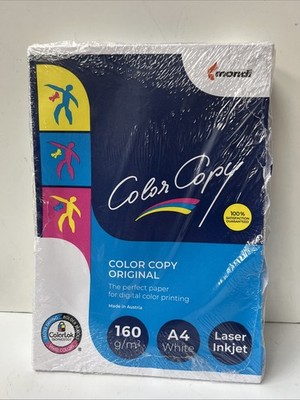 250 Blatt Mondi A4 Farbkopie 120 g/m² glattes weißes Papier Kartendrucker Stapel