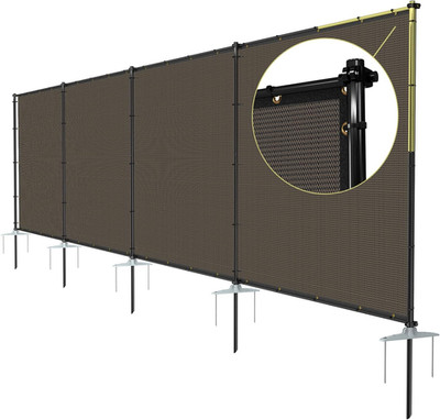 5'X24' Outdoor Privacy Screen Freestanding, 220GSM Mesh Fencing with Poles Stake