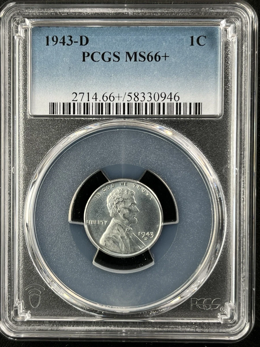PCGS Certified MS 66 Graded 1943 Year Lincoln Wheat US Small Cents