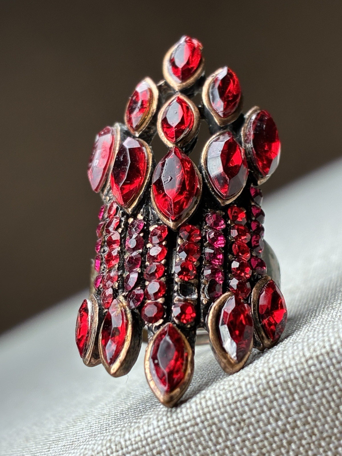 Vintage Ruby Cocktail Ring Oval Cut Sparkling Red… - image 1