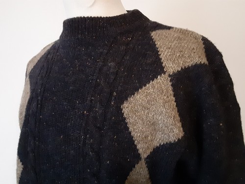 Vintage Woolrich Nottingham Ragg Wełna Argyle Sweter Duży Granatowy Brązowy Marl - Zdjęcie 10 z 12