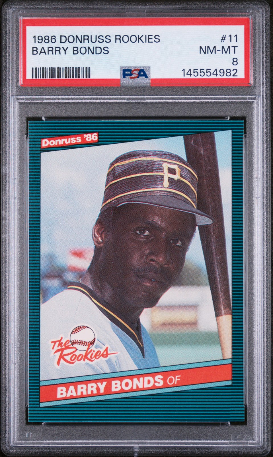 1986 DONRUSS ROOKIES #11 BARRY BONDS ROOKIE RC PSA 8