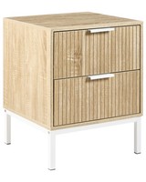 Nachttisch Aus Mdf-Spanplatten Mit 2 Schubladen Hellbraun Royalla