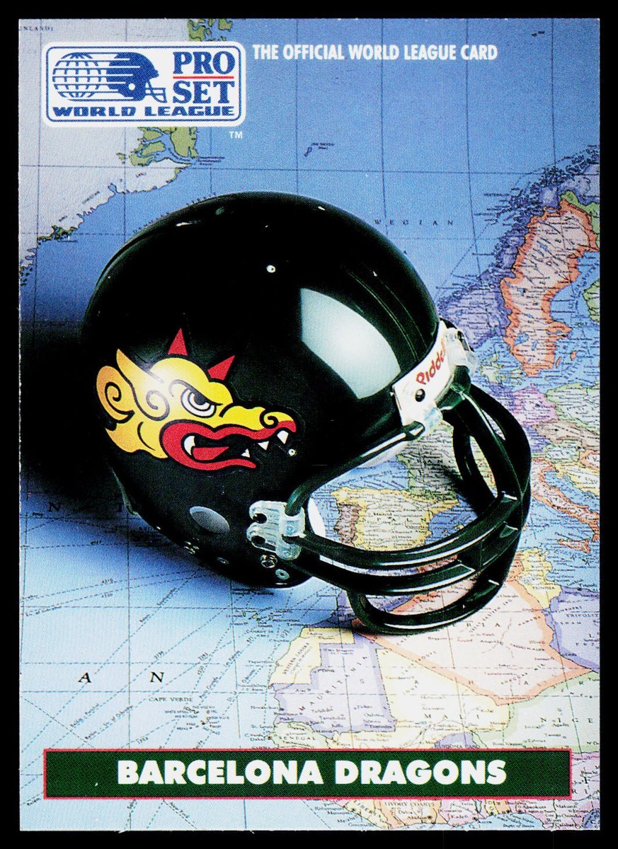 barcelona dragons football helmet 1991 Pro Set WLAF Helmets Barcelona Dragons #1 Barcelona Dragons