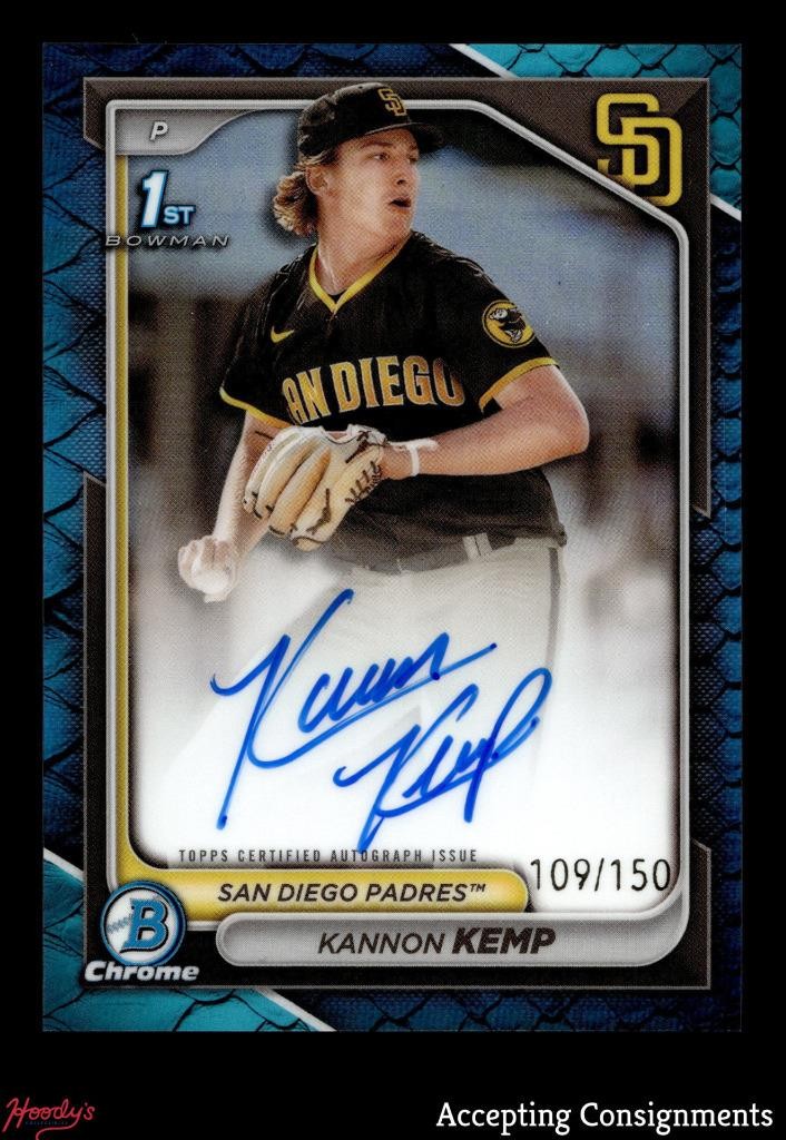 2024 Bowman Chrome Blue Reptilian Refractor Kannon Kemp 1st ROOKIE AUTO 109/150