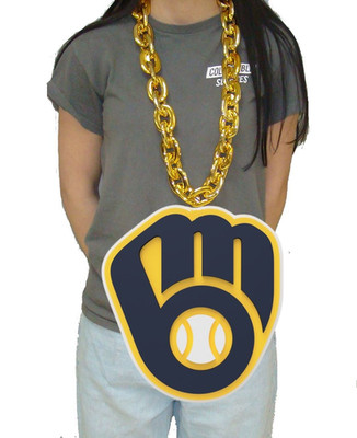 Milwaukee Brewers BIG LOGO 3D Fan Chain Foam Necklace