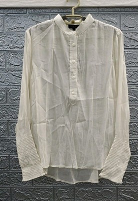 New Rag&Bone Maris Popover Silk Button Up Long Sleeve Blouse White Size Medium