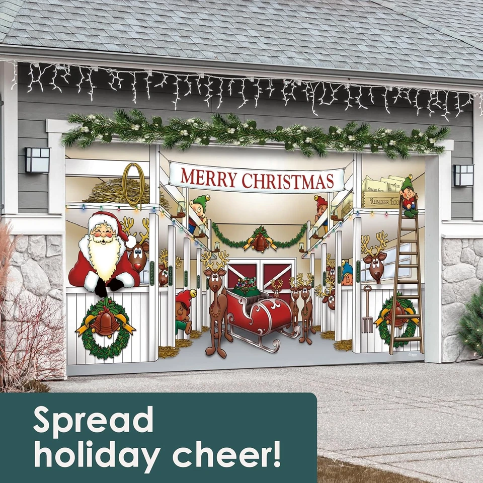 7' x 16' Heartwarming Santa's Reindeer 7' x 16', rojo, tostado, verde Foto 4 de 4