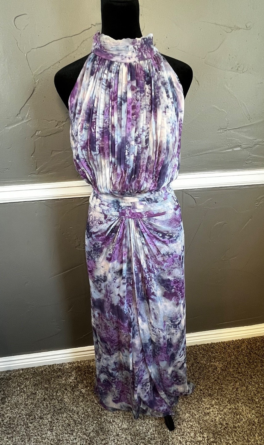 Tadish Shoji Silk Maxi Dress Women's Size 14 Halter Party Cocktail Wedding