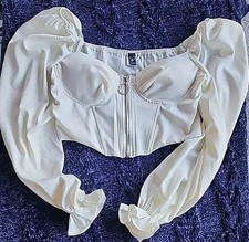 Windsor Sultry Stunner Corset Crop Top Medium Ivory Zipper