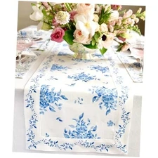  Blue Floral Print Table Runner 120 14 x 120 Inch Blue Floral - Jolie Fleur
