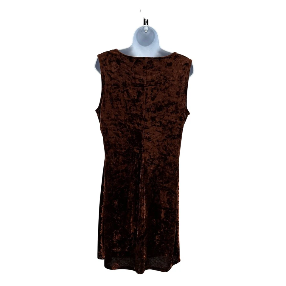 Vestido Simply Vera Vera Wang Terciopelo Triturado WMNS L Dorado Marrón Drapeado Funda Midi  Foto 4 de 4