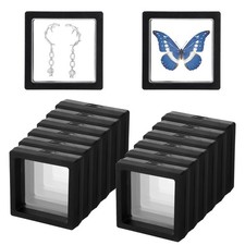 Prasacco 60 Pcs 3D Floating Display Case, 2.8 x 2.8 x 0.8 Inch Black Coin Dis...