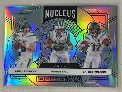 Aaron Rodgers Breece Hall Garrett Wilson 2024 Obsidian /99 Silver Nucleus (READ)
