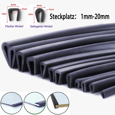 Kantenschutz U-Profil Steckplatz Gummi Fassungsprofil Gummidichtung 1mm Bis 20mm
