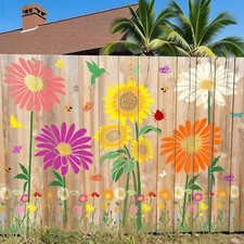 12Pcs Large Sunflower Flower Stencils for Painting on Wood Fence, 14 Inch