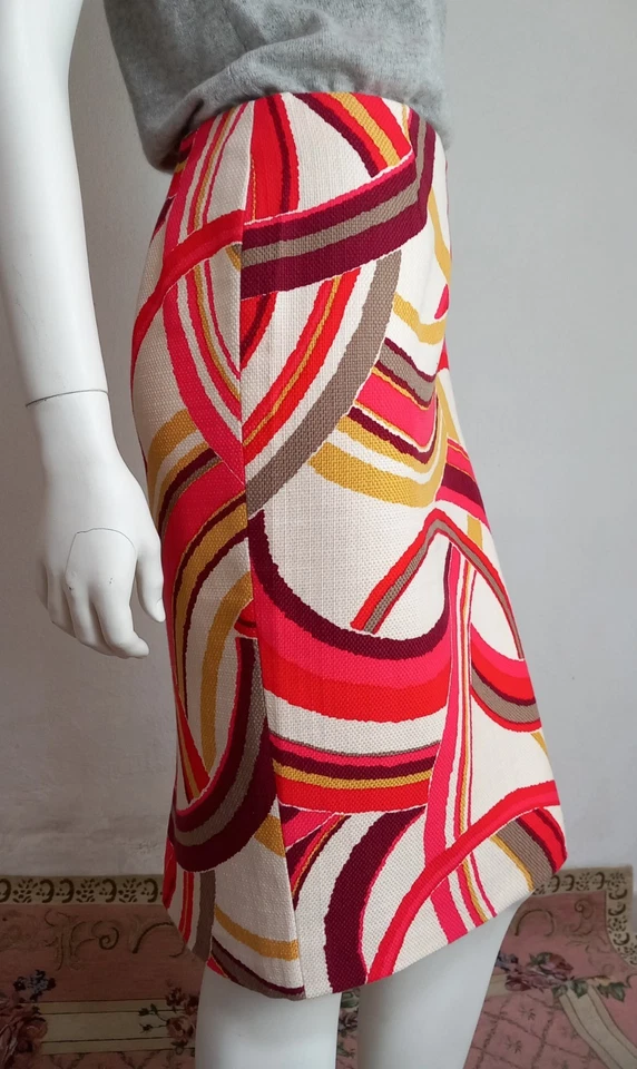 CINZIA ROCCA Rock Rottöne/Curry/Offwhite gerader Schnitt Co  Muster It44 De38/40 - Bild 2 von 4