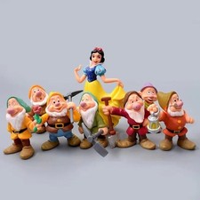 8PCS Snow White Seven Dwarfs Q Version PVC Figure Set Cake Topper Toys For Kids