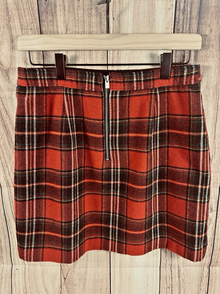Falda Hollister Mujer MED Mini Roja Forrada a Cuadros Ultra Alta Mezcla de Lana MEDIANA Foto 2 de 4