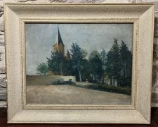 Oil On Panel: View Of The Garden Of A Presbytery French School France