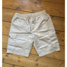 JK Attire Men's Light Grey Cargo Shorts Size M Drawstring Elastic Waist Pockets