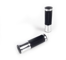 CNC Griffgummis schwarz silber 22mm Lenker Motorrad Griffe offen Custom