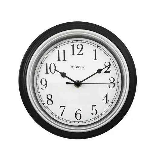 Westclox 8.5" Indoor Analog Wall Clock Black/White Plastic