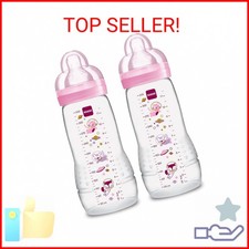 MAM Easy Active Baby Bottles 11oz, Fast Flow Skinsoft Silicone Nipple with Wide