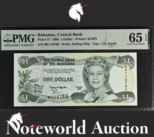 Bahamas Central Bank 1 Dollar 1996 P 57 UNC PMG 65 EPQ