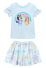 Bluey T Shirt Skirt Set Outfit Toddler Girls 2T 3T 4T 5T Disney Dog Bingo Dress